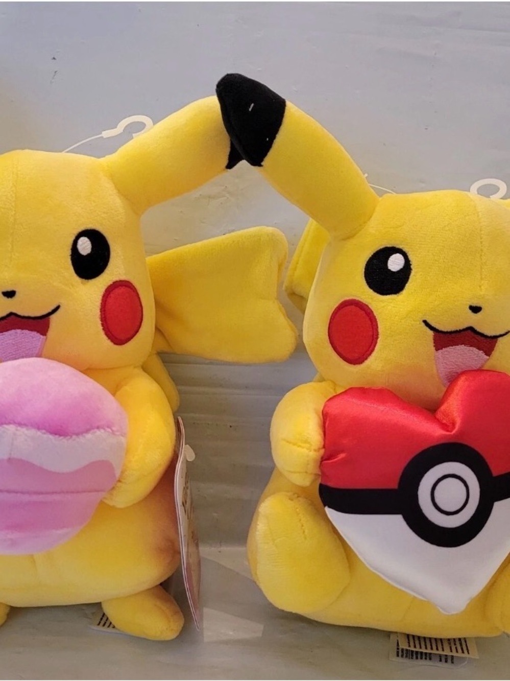 Set Of 2 Pokemon 8" Valentines Pikachu Plush Pokeball Heart & Cupcake 2022 NWT